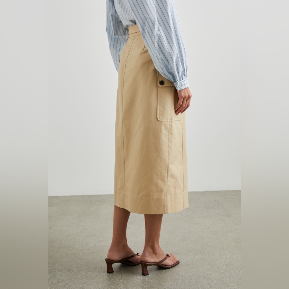 Rails Cyrus Classic Khaki Linen Blend Midi Women's Skirt - Picture 3 of 11